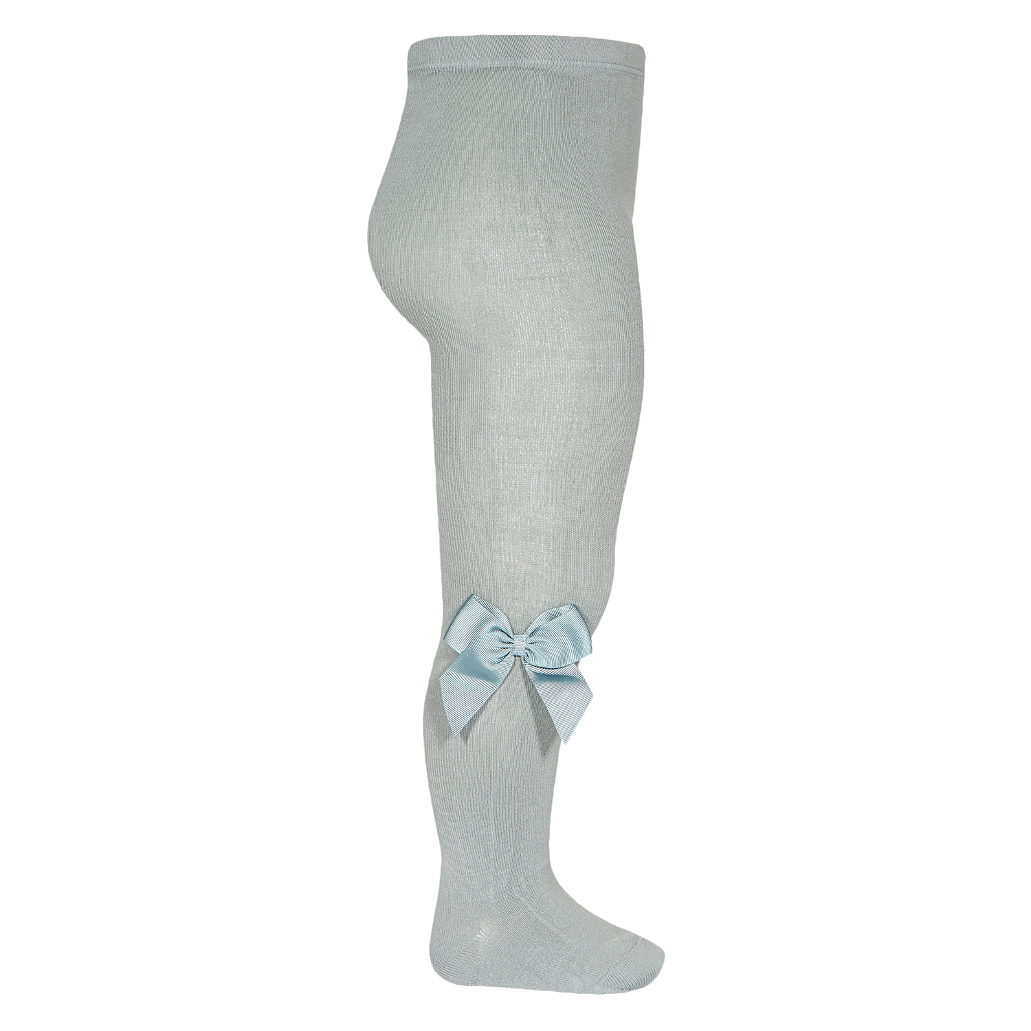 Strumpfhose in Pastellgrün mit seitlicher Satinschleife