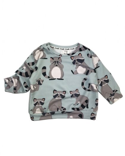 Babybekleidung - Sweatshirt, Joggers & Mütze "Waschbär" 3er-Set (graublau)