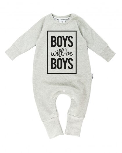 BABY JUNGEN STRAMPLER `BOYS WILL BE BOYS`