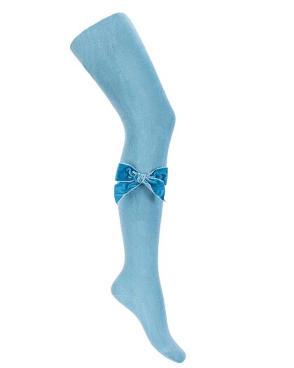 Strumpfhose in Pastellblau mit Schleife